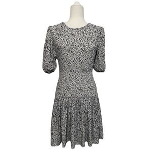 Free People Short Sleeve Tear Drop Back Black & White Dress - Size Small